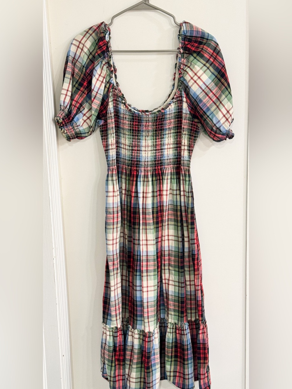Hill House The Nap Dress in Light Plaid Sz L with Pockets